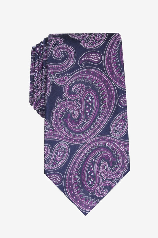 Tasso Elba Men's Paisley Silk Tie Purple Size Regular